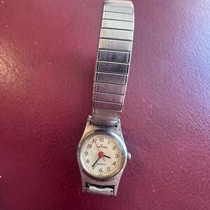 Classic Waltham Silver Quartz Watch with Spridel Stretch Band